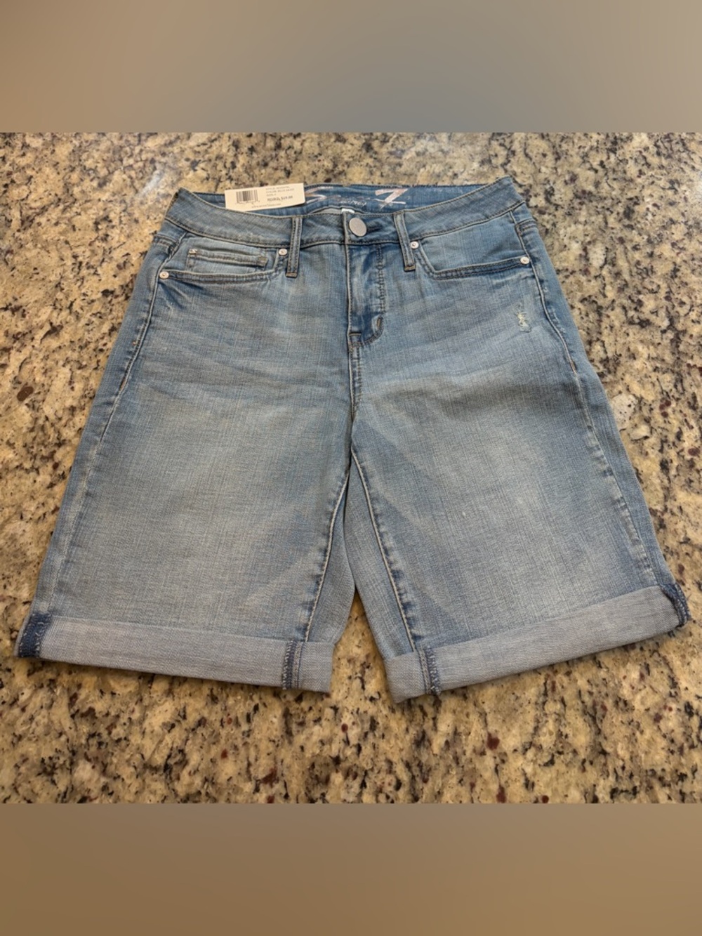 7 For All Mankind Blue Bermuda Denim Shorts